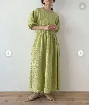 wee9s 퍼프 슬리브 원피스 라이트 그린