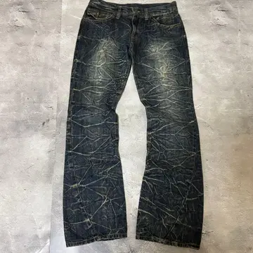 Y2K 그런지 수염 워싱 가공 플레어 데님 크랙 00s archive