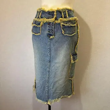 00s archive fringe denim skirt Y2K
