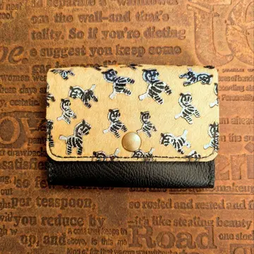 올해는 말띠 해*금박 줄무늬 송치와 블랙 천연 가죽 카드 케이스*