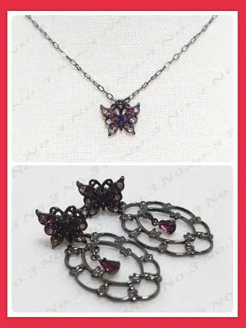 [ 2세트 새상품급 ] 안나수이 ANNA SUI 목걸이 귀걸이 나비