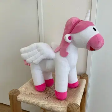 유니콘 봉제 인형 화이트와 핑크 타베코 동물