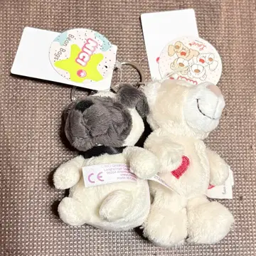NICI 택 포함 퍼그 러브베어 키링 세트