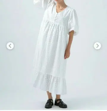 퍼프 슬리브 원피스 화이트