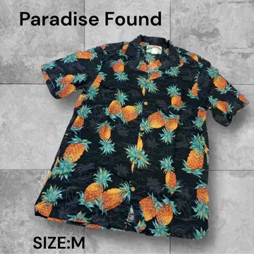 e1222 Paradise Found 파인애플 패턴 하와이안 셔츠 M