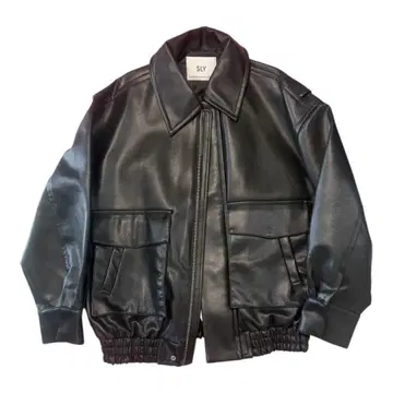 SLY 블랙 인조 가죽 레더 자켓 . 블루종