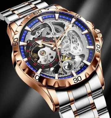 남성용 플라이휠 자동 와인딩 손목시계 남성용 스켈레톤 워치 남성용 방수