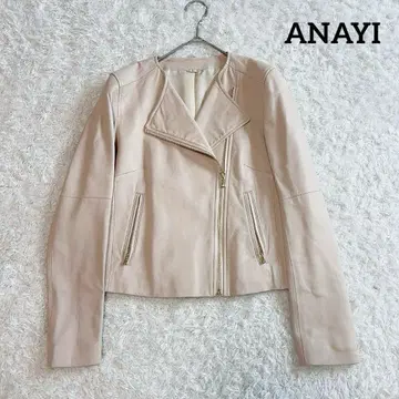 새상품급 최근 상품 아나이 라이더 자켓 램 가죽 핑크 베이지 36
