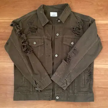 EGOIST 프린지 올리브 그린 데님 자켓