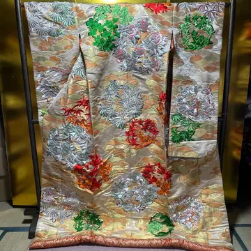 우치카케 이로 우치카케 순수 실크 직지 자수