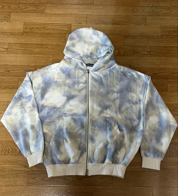 NAUTICA 파랑 보라 화이트 타이다이 풀 집업 후드티