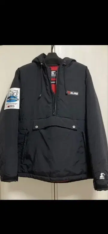 XLARG 후드 부착 다운 자켓 블랙 starter 콜라보