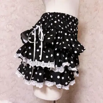 갸루 물방울 패턴 프릴 미니 스커트 이너 팬츠 포함 아이돌풍