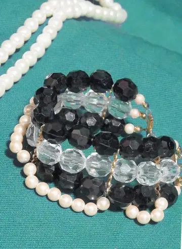 BABY 삼연 비즈 팔찌 블랙 x 클리어