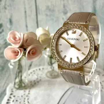 [레어] Swarovski 스와로브스키 손목시계 스톤 베젤 골드