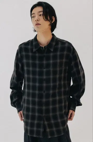BLANKROOM 체크 셔츠 헤이즈 브라운 Size1