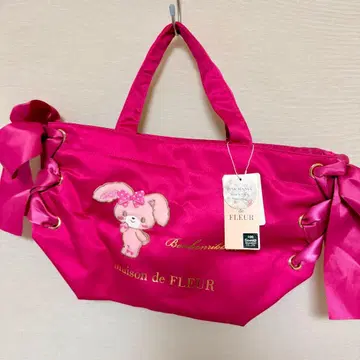 maison de FLEUR 퐁퐁 리본 핑크 토트백