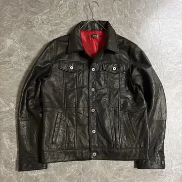 RUBIK leather jacket y2k 천연 가죽 트래커 자켓