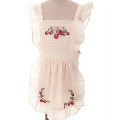 클래식 베리 자수 에이프런 딸기 스트로베리 천연색