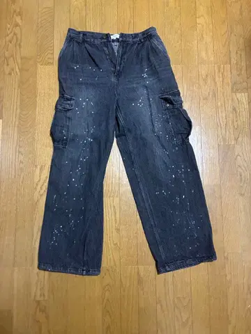 bleme 빈티지 더블 페인트 데님 카고 팬츠