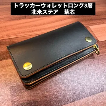 [ 트래커 월렛 롱 3층 ] 블랙 차심 골드