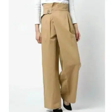 CLANE 클라네 비대칭 워크 팬츠 랩 와이드 베이지 치노