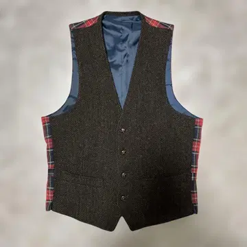Harris Tweed 체크 무늬 베스트 g52