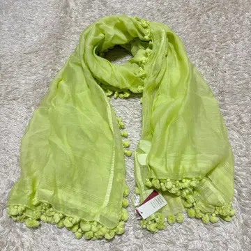 새상품 CITRUS 시트러스 코튼 실크 스톨 라이트 그린 폼폼