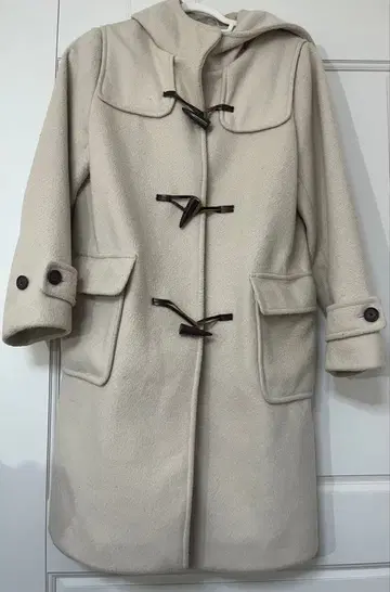 후드 부착 더플 코트 크림색 L 사이즈 160 사이즈