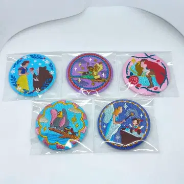 5개 세트 디즈니 자수 캔뱃지 비스킷 백설공주 알라딘 등
