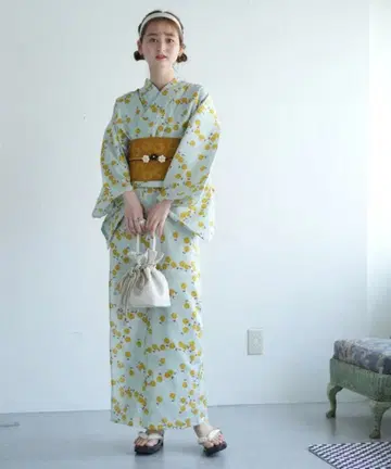utatane 니코앤티크 x 아델리아 레트로 유카타 오비 세트