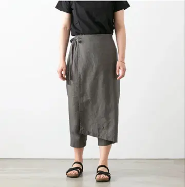 새상품 미착용 트라바이유 마누엘 린넨 랩 팬츠 스커트 팬츠 블랙