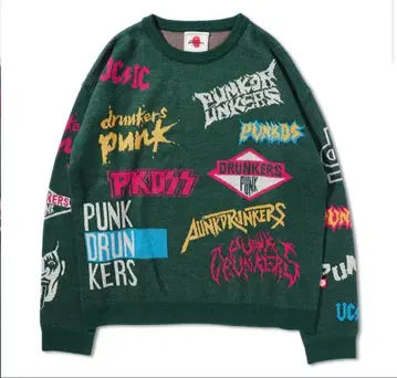펑크 드렁커스 로고 이로이로 니트