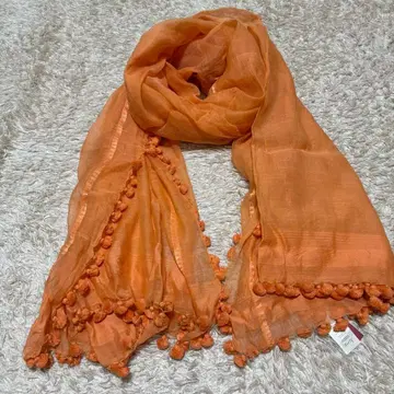 새상품 CITRUS 스톨 대형 폼폼 오렌지 봄/여름