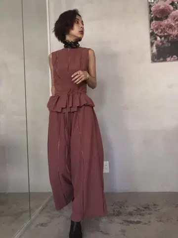 PLEATS WIDE BELT ROMPERS ameri vintage