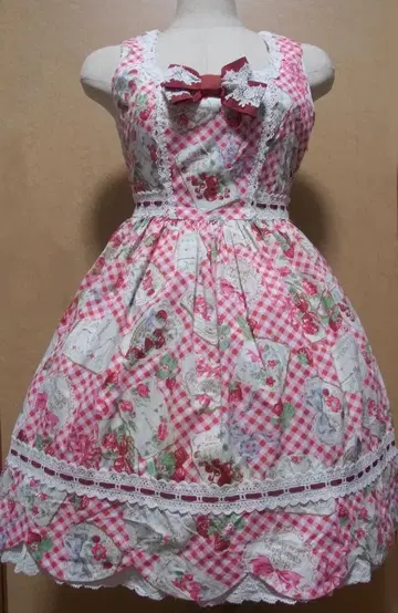 스트로베리 레터 패턴 밑단 스캘럽 JSK BABY,THE STARS