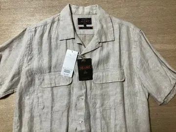 BEAMS PLUS/린넨 샴브레이 숏 슬리브 오픈 카라 셔츠