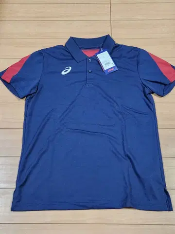 새상품, 택 포함 아식스 피케 셔츠 네이비 남성용 M 사이즈