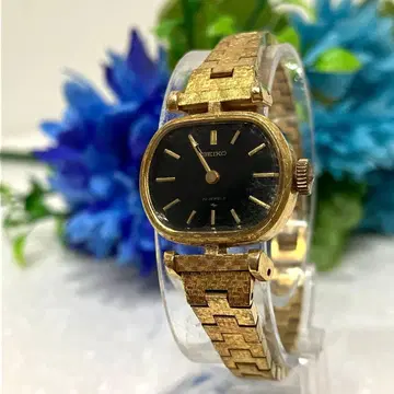 [ 레어 ] SEIKO 세이코 팔찌 워치 골드 수동 와인딩 블랙 다이얼