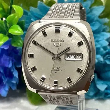 [극상품] 세이코 5 DX 스퀘어 자동 시계 실버 다이얼 작동품