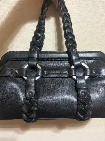 BALLY 블랙 가죽 뜨개질 핸드백