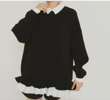 새상품 프릴 맨투맨 원피스 블랙 한국 미니 원피스 성숙/러블리