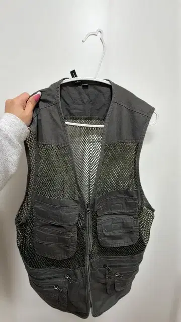 낚시용 조끼 그레이 메쉬