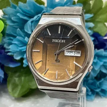 RICOH 리코 그라데이션 아날로그 쿼츠 손목시계 골드 일본제