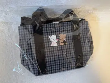 미개봉 새상품 파밀리아 고향세 블랙 계열 체크 숄더 부착 미니 토트백