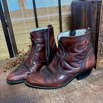브라운 빈티지 가죽 웨스턴 부츠