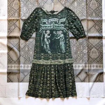 제인 마블 스테인드 글라스 패턴 프릴 옷깃 리오셀 코튼 Y2K 헤이세이