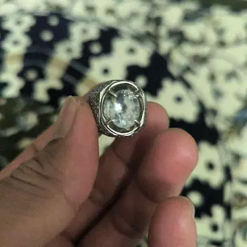 실버 반지 큰 아쿠아 마린 나이 서브 내추럴
