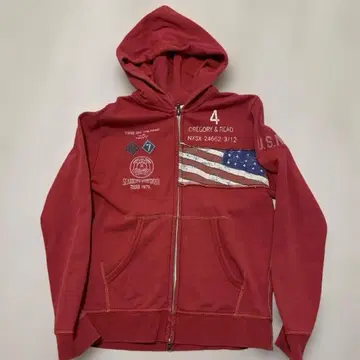 AVIREX 레드 집업 후드티