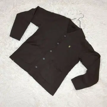 KNOT 응모 v넥 코튼 가디건 브라운 로고 자수 겉옷